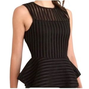 Anthropologie HD in Paris Black Mesh Peplum Top